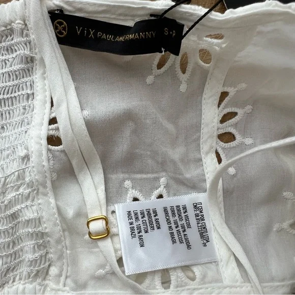 New Vix Paula Hermanny White Kiara Eyelet Cropped
Bustier Top Size S - Picture 6 of 7